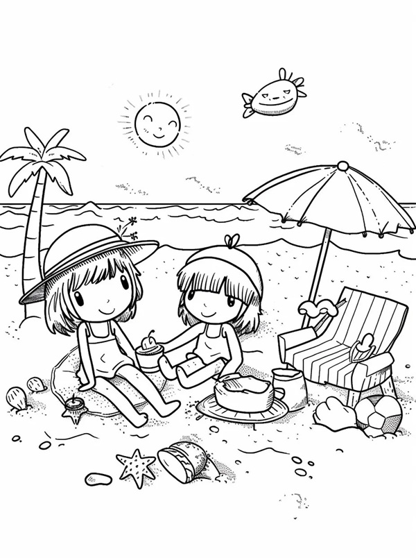 tranh tô màu phong cảnh bãi biển 2