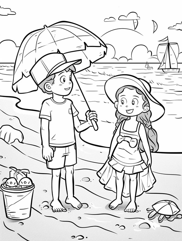 tranh tô màu bãi biển 5