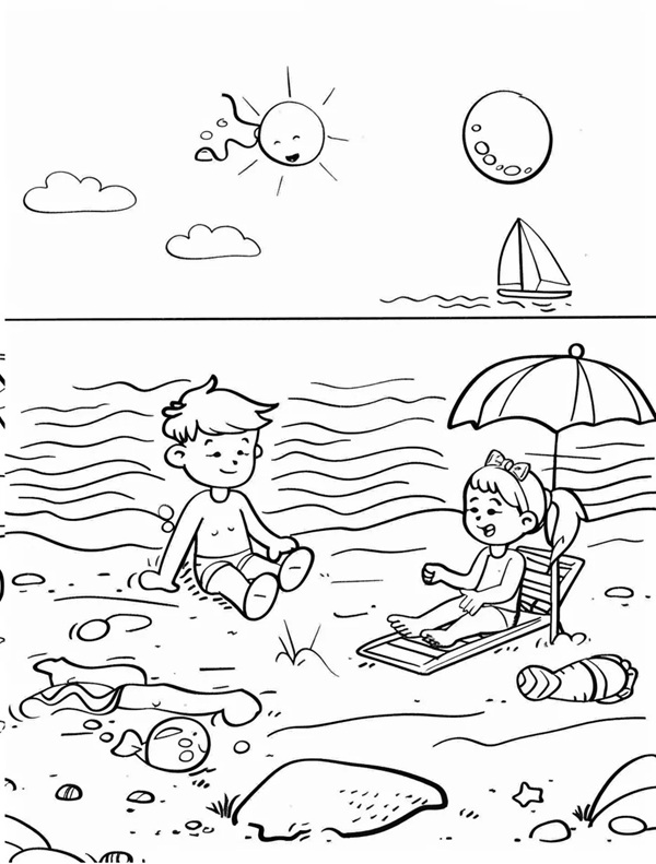 tranh tô màu bãi biển 7