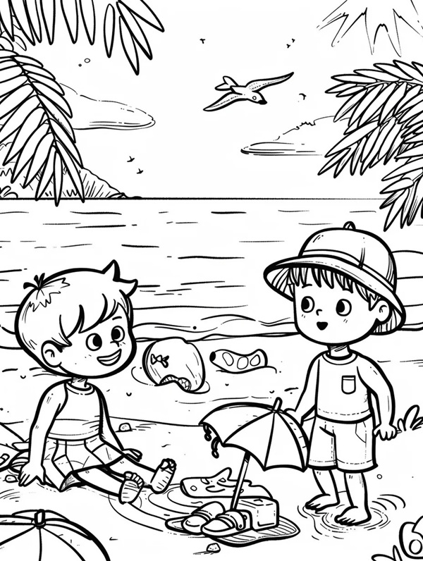 tranh tô màu bãi biển 8