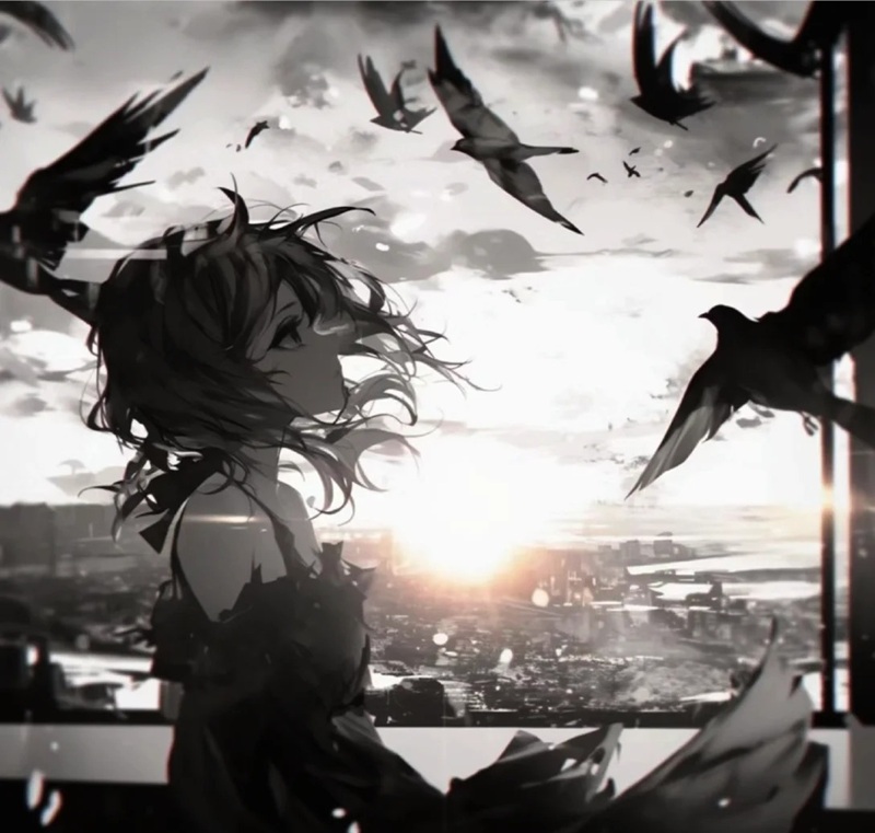 avatar đen trắng avatar anime nữ buồn